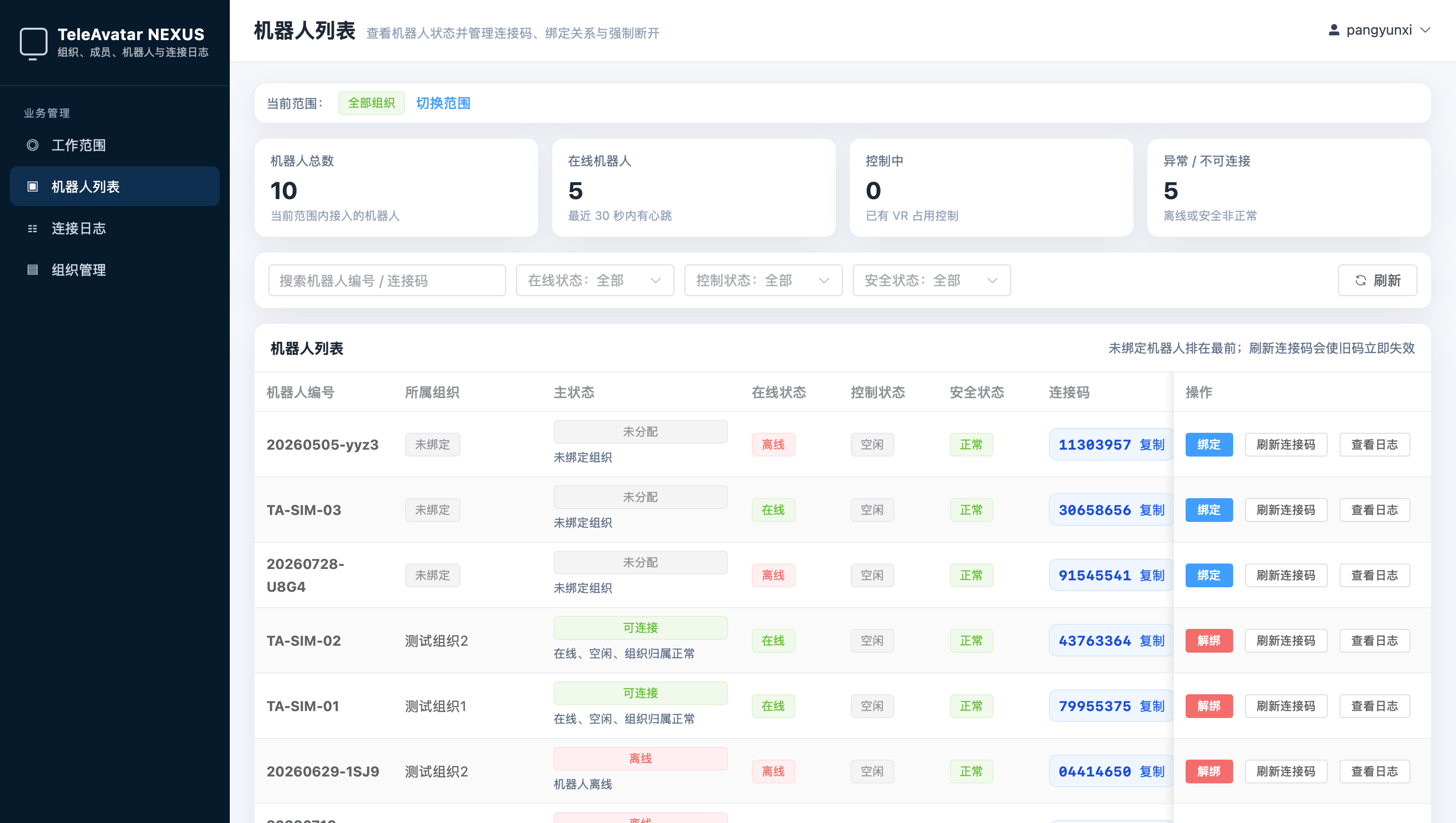 Nexus platform administrator console interface